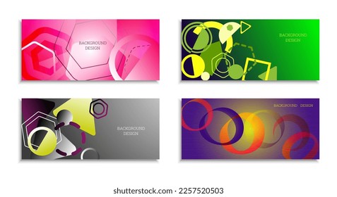 Geometric abstract background. Set of 4 backgrounds. Various geometric shapes. Cover design for school notebook or magazine, background, wallpaper. Eps vector
