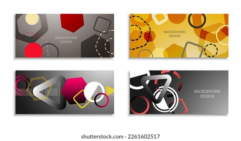 Geometric abstract background. Set of 4 backgrounds. Various geometric shapes. Cover design for school notebook or magazine, background, wallpaper. Eps vector