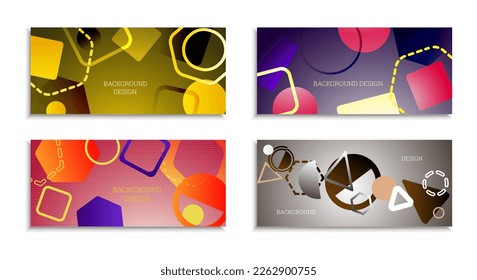 Geometric abstract background. Set of 4 backgrounds. Various geometric shapes. Cover design for school notebook or magazine, background, wallpaper. Eps vector