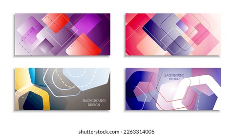 Geometric abstract background. Set of 4 backgrounds. Various geometric shapes. Cover design for school notebook or magazine, background, wallpaper. Eps vector