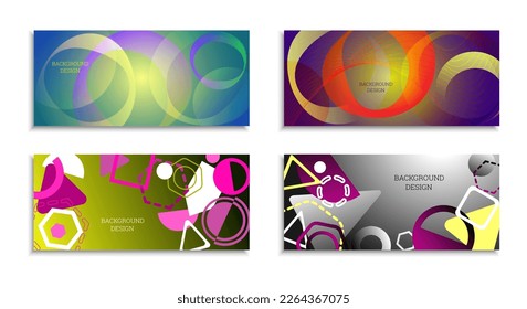 Geometric abstract background. Set of 4 backgrounds. Various geometric shapes. Cover design for school notebook or magazine, background, wallpaper. Eps vector