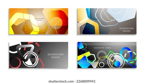 Geometric abstract background. Set of 4 backgrounds. Various geometric shapes. Cover design for school notebook or magazine, background, wallpaper. Eps vector