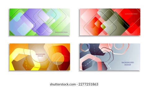 Geometric abstract background. Set of 4 backgrounds. Various geometric shapes. Cover design for school notebook or magazine, background, wallpaper. Eps vector