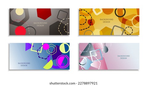 Fondo abstracto geométrico. Conjunto de 4 fondos. Diversas formas geométricas. Diseño de portada para cuaderno escolar o revista, fondo, fondo de pantalla. vector Eps