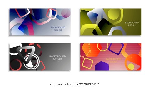 Geometrischer abstrakter Hintergrund. Satz von 4 Hintergründen. Verschiedene geometrische Formen. Cover Design für Schulheft oder Magazin, Hintergrund, Tapete. Eps-Vektorgrafik