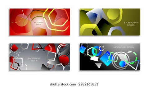Geometrischer abstrakter Hintergrund. Satz von 4 Hintergründen. Verschiedene geometrische Formen. Cover Design für Schulheft oder Magazin, Hintergrund, Tapete. Eps-Vektorgrafik