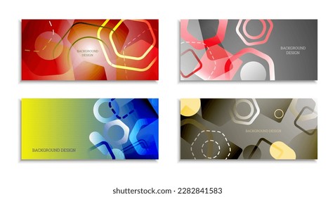 Geometric abstract background. Set of 4 backgrounds. Various geometric shapes. Cover design for school notebook or magazine, background, wallpaper. Eps vector