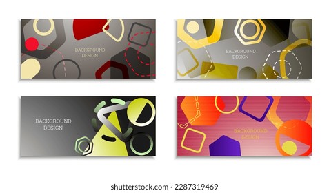 Geometric abstract background. Set of 4 backgrounds. Various geometric shapes. Cover design for school notebook or magazine, background, wallpaper. Eps vector
