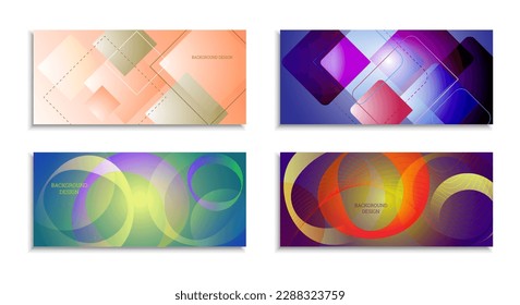 Geometric abstract background. Set of 4 backgrounds. Various geometric shapes. Cover design for school notebook or magazine, background, wallpaper. Eps vector