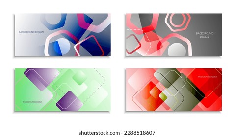 Geometric abstract background. Set of 4 backgrounds. Various geometric shapes. Cover design for school notebook or magazine, background, wallpaper. Eps vector