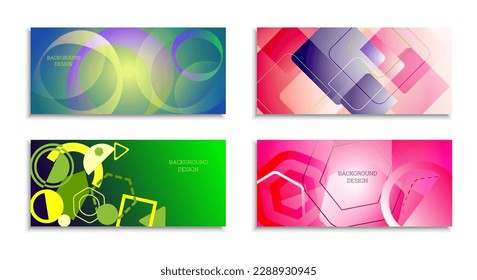 Geometric abstract background. Set of 4 backgrounds. Various geometric shapes. Cover design for school notebook or magazine, background, wallpaper. Eps vector