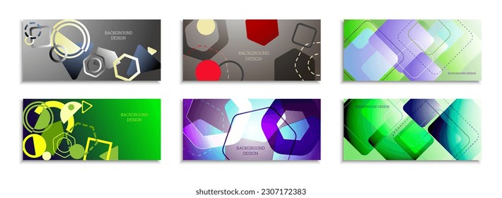 Fondo abstracto geométrico. Conjunto de 6 fondos. Diversas formas geométricas. Diseño de portada para cuaderno escolar o revista, fondo, fondo de pantalla. vector Eps