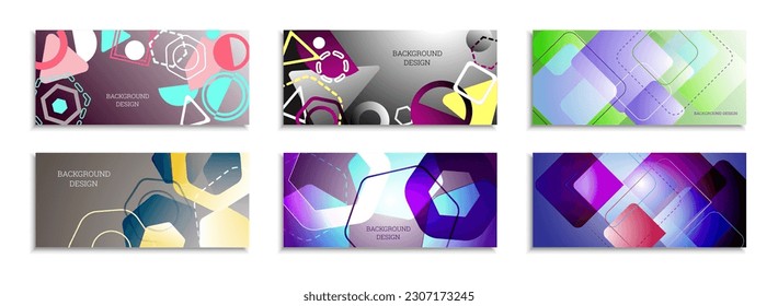 Geometric abstract background. Set of 6 backgrounds. Various geometric shapes. Cover design for school notebook or magazine, background, wallpaper. Eps vector