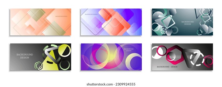 Fondo abstracto geométrico. Conjunto de 6 fondos. Diversas formas geométricas. Diseño de portada para cuaderno escolar o revista, fondo, fondo de pantalla. vector Eps
