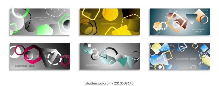 Fondo abstracto geométrico. Conjunto de 6 fondos. Diversas formas geométricas. Diseño de portada para cuaderno escolar o revista, fondo, fondo de pantalla. vector Eps