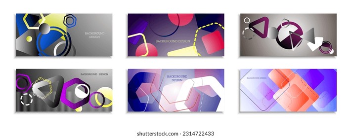 Fondo abstracto geométrico. Conjunto de 6 fondos. Diversas formas geométricas. Diseño de portada para cuaderno escolar o revista, fondo, fondo de pantalla. vector Eps