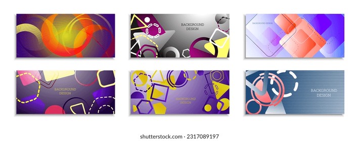 Fondo abstracto geométrico. Conjunto de 6 fondos. Diversas formas geométricas. Diseño de portada para cuaderno escolar o revista, fondo, fondo de pantalla. vector Eps