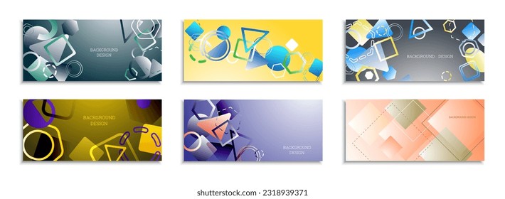 Fondo abstracto geométrico. Conjunto de 6 fondos. Diversas formas geométricas. Diseño de portada para cuaderno escolar o revista, fondo, fondo de pantalla. vector Eps