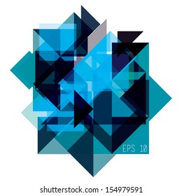Geometric abstract background in shades of blue. Isolated