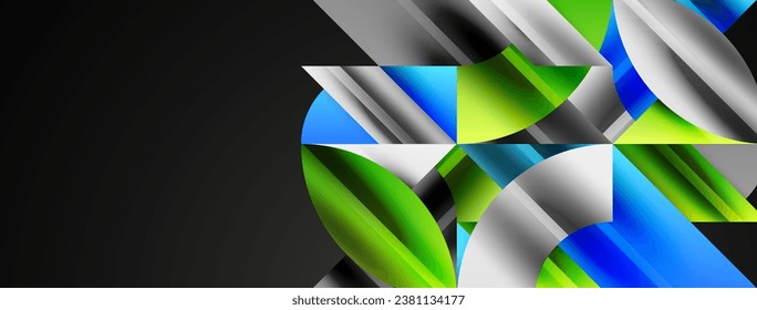 Geometrischer abstrakter Hintergrund mit abstrakten geometrischen Formen. Konzept der kreativen Technologie, der digitalen Kunst, der sozialen Kommunikation, der modernen Wissenschaft für Poster, Cover, Banner, Broschüre, Website