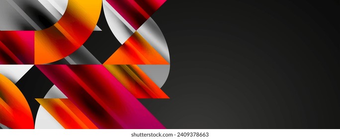 Fondo geométrico abstracto con formas geométricas abstractas. Concepto de tecnología creativa, arte digital, comunicación social, ciencia moderna para afiches, portada, pancarta, folleto, sitio web