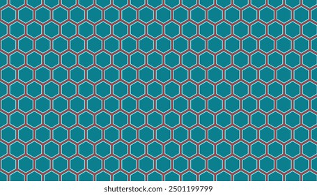 Geometric abstract background with simple hexagon elements with beautiful red line variations