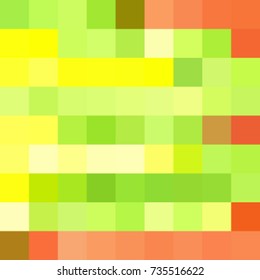 geometric abstract background of square mosaic green, yellow and red, vector illustration
