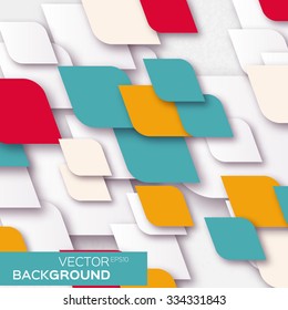Geometric abstract background with squares rhombus shapes. Vector illustration eps10. Pop up style. Cut out paper.