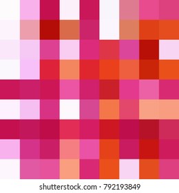 geometric abstract background of squares of white, pink, orange in mosaic style, vector illustration
