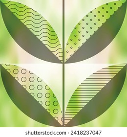 Geometric abstract background, stylized leaves, seamless pattern