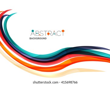 Geometric abstract background, swirl colorful lines - color curve stripes and lines in motion concept and with light and shadow effects. Presentation banner and business card message design template