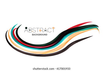 Geometric abstract background, swirl colorful lines - color curve stripes and lines in motion concept and with light and shadow effects. Presentation banner and business card message design template