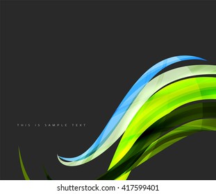 Geometric abstract background, swirl colorful lines - color curve stripes and lines in motion concept and with light and shadow effects. Presentation banner and business card message design template