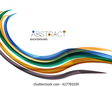 Geometric abstract background, swirl colorful lines - color curve stripes and lines in motion concept and with light and shadow effects. Presentation banner and business card message design template