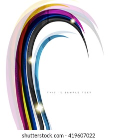 Geometric abstract background, swirl colorful lines - color curve stripes and lines in motion concept and with light and shadow effects. Presentation banner and business card message design template