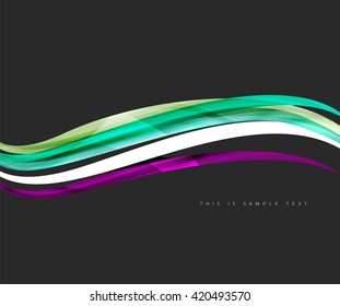 Geometric abstract background, swirl colorful lines - color curve stripes and lines in motion concept and with light and shadow effects. Presentation banner and business card message design template