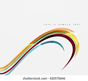 Geometric abstract background, swirl colorful lines - color curve stripes and lines in motion concept and with light and shadow effects. Presentation banner and business card message design template