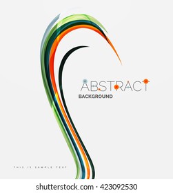 Geometric abstract background, swirl colorful lines - color curve stripes and lines in motion concept and with light and shadow effects. Presentation banner and business card message design template