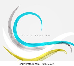 Geometric abstract background, swirl colorful lines - color curve stripes and lines in motion concept and with light and shadow effects. Presentation banner and business card message design template