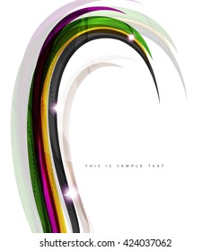 Geometric abstract background, swirl colorful lines - color curve stripes and lines in motion concept and with light and shadow effects. Presentation banner and business card message design template