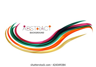 Geometric abstract background, swirl colorful lines - color curve stripes and lines in motion concept and with light and shadow effects. Presentation banner and business card message design template