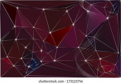Geometric abstract background with swirls and sparkling stars. Vector EPS-10 file, transparency used. 