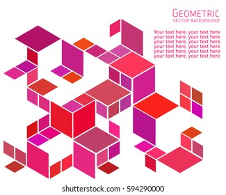 Geometric abstract background Template for cover, flyers, banners, posters and placards, can be used for presentations and books, rhombus, rectangle, polygon, white, pink