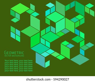 Geometric abstract background Template for cover, flyers, banners, posters and placards, can be used for presentations and books, rhombus, rectangle, polygon, green