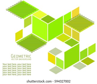Geometric abstract background Template for cover, flyers, banners, posters and placards, can be used for presentations and books, rhombus, rectangle, polygon, white, green