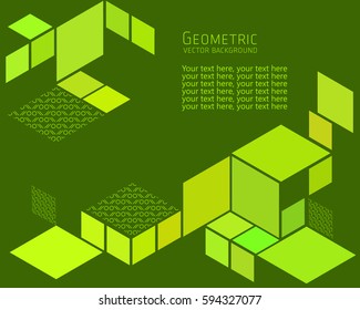 Geometric abstract background Template for cover, flyers, banners, posters and placards, can be used for presentations and books, rhombus, rectangle, polygon, green