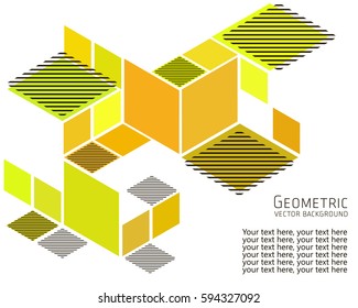 Geometric abstract background Template for cover, flyers, banners, posters and placards, can be used for presentations and books, rhombus, rectangle, polygon, white, yellow