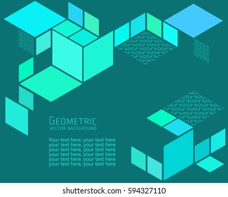 Geometric abstract background Template for cover, flyers, banners, posters and placards, can be used for presentations and books, rhombus, rectangle, polygon, blue