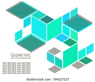 Geometric abstract background Template for cover, flyers, banners, posters and placards, can be used for presentations and books, rhombus, rectangle, polygon, white, light blue