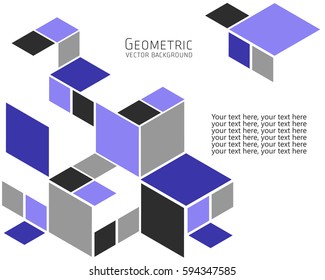 Geometric abstract background Template for cover, flyers, banners, posters and placards, can be used for presentations and books, rhombus, rectangle, polygon, gray, blue